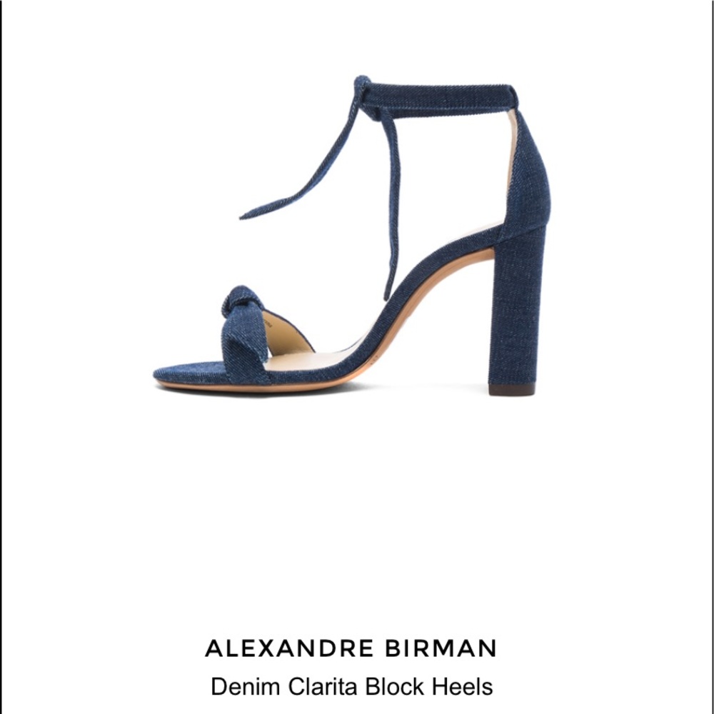 Alexandre Birman Denim Blue Clarita Block Heels 6